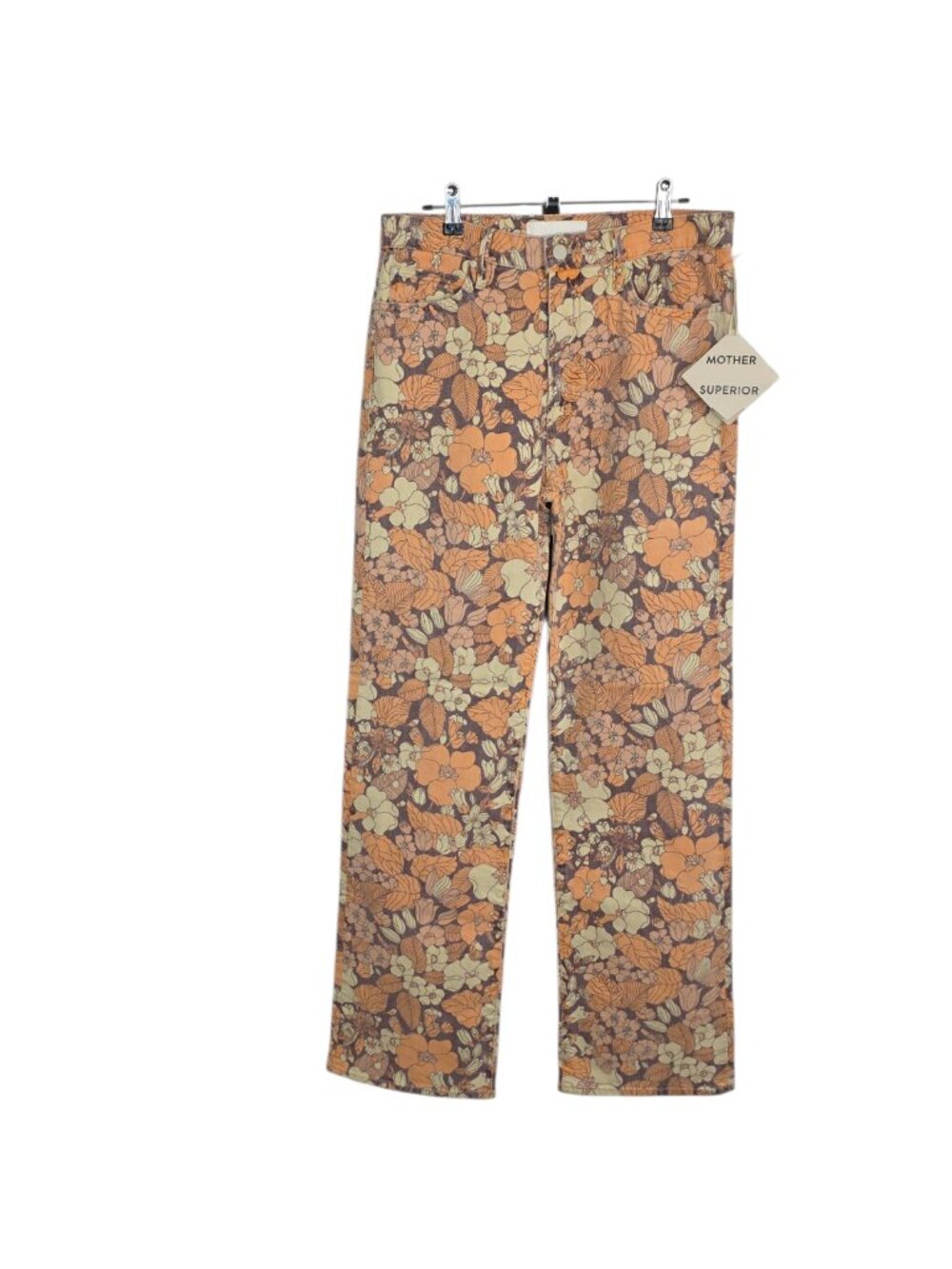 MOTHER The Kick It High Rise Straight Jeans in Orange Blossom, Zip Fly, Size 30